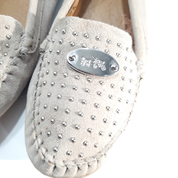 Coach Suede Leather Moccasin Loafers Driving Flats Studded Slip-on - Picture 5 of 8